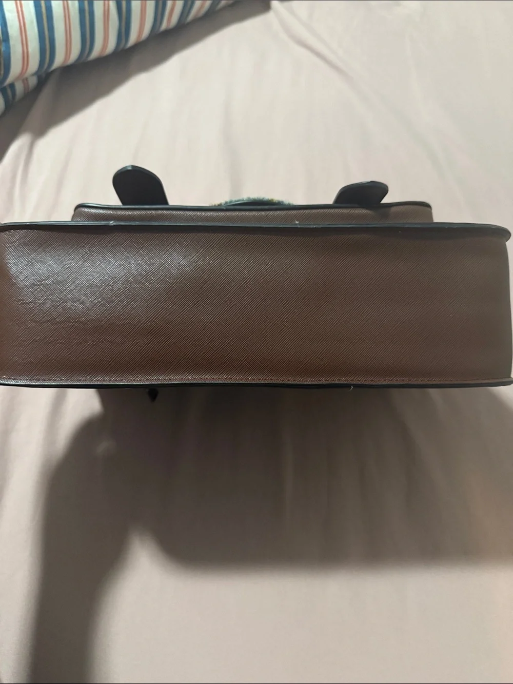 Brown Leather & Blue Plaid Satchel - Handbag